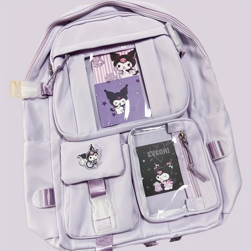 Miniso Cute Kuromi Cinnamoroll Hello Kitty Backpack, Pu Leather Zipper  Bookbag, Perfect School Bag - Temu Austria