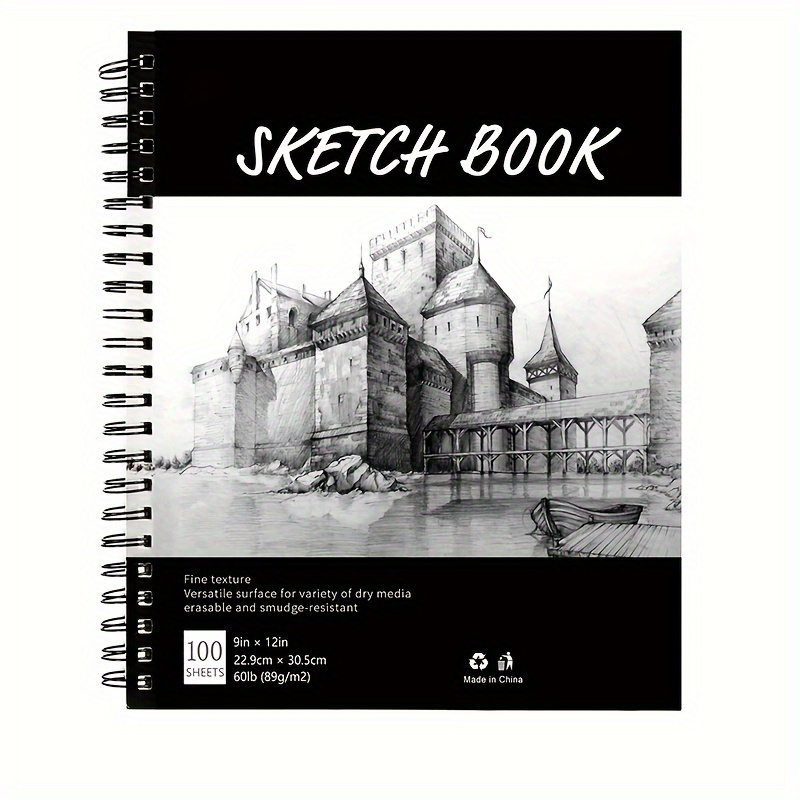 1pc Landscape Pattern Cover Spiral Sketch Book, Professional