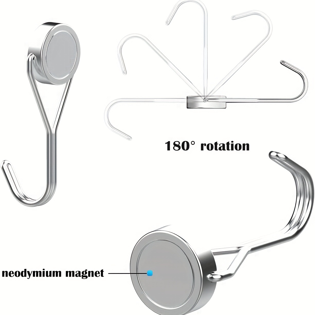 7pcs Magnetic Hooks 30Lbs Neodymium Magnet Swivel Hook Cruise Fridge Grill