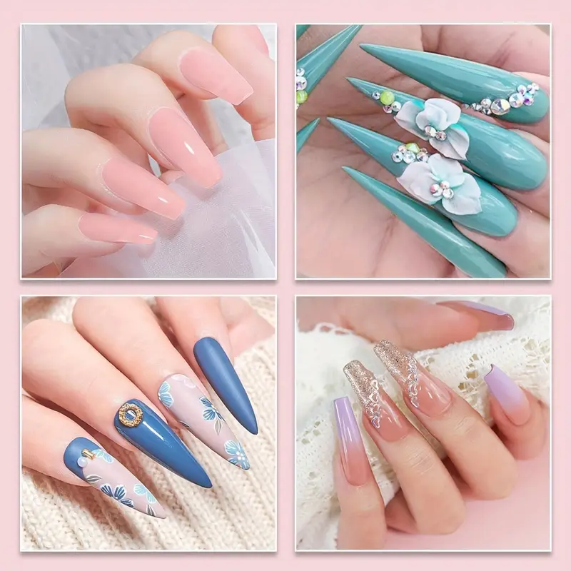 professional acrylic nail kit polymer crystals for nails small tips with acrylic gel polisher and nail artist decorations compact handheld led lamp included details 7