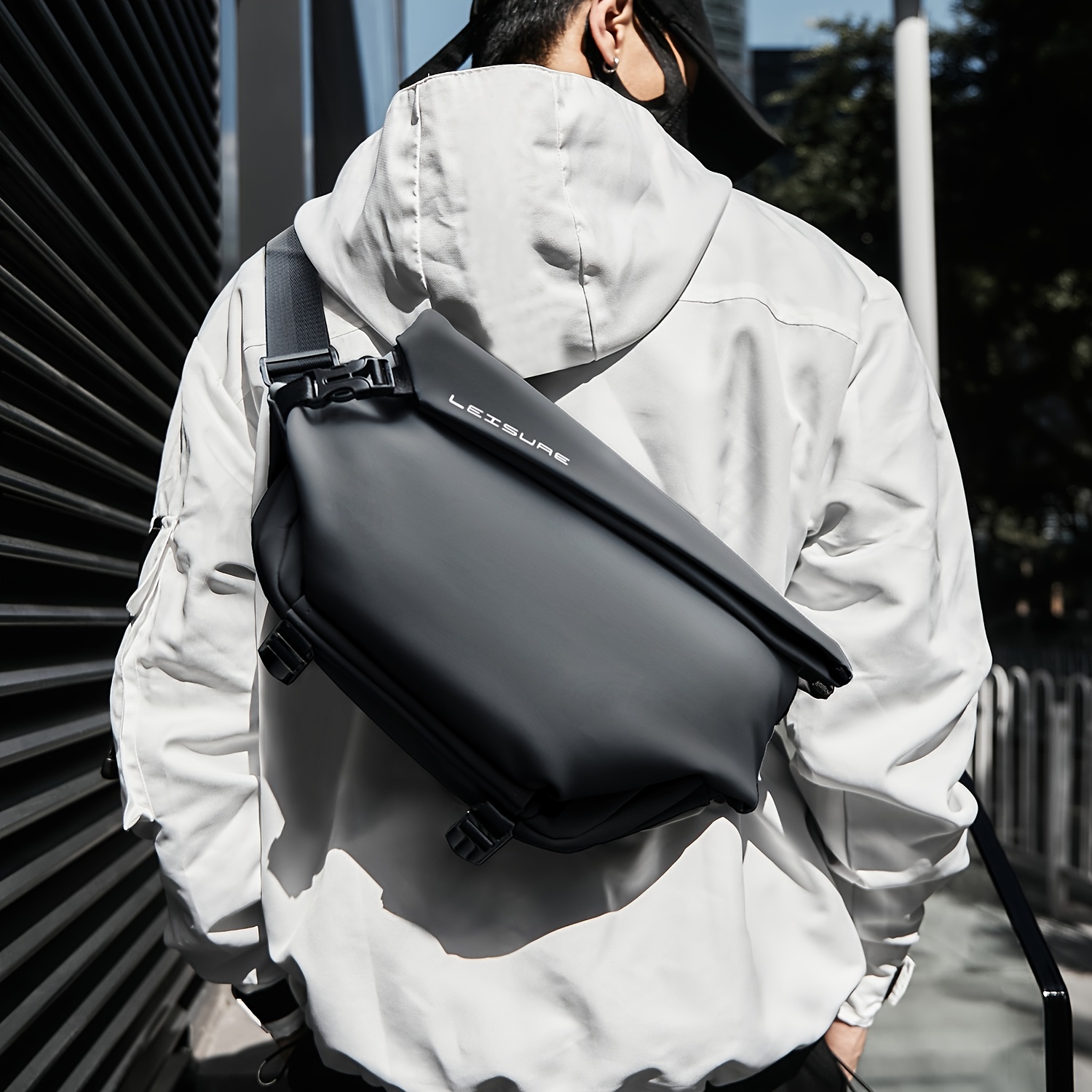 Small Men's Waterproof Messenger Bag - Ideal Crossbody Sling Purse Handbag  for Work and School - Casual Black Shoulder Bag