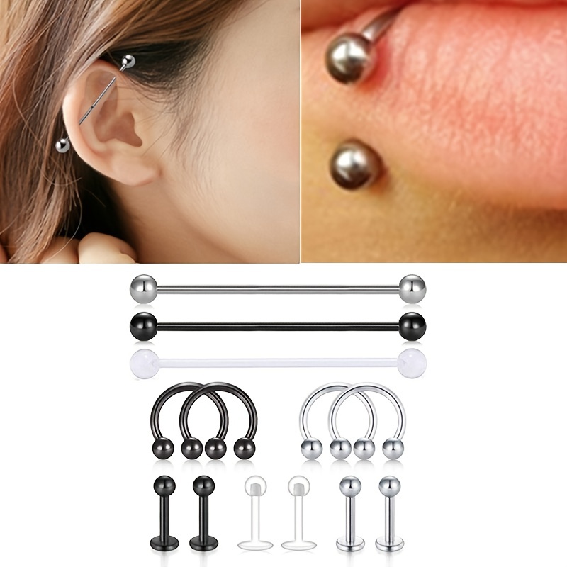 Piercing Industrial Barbell 1.2 mm / 16G Acero 316L Dos Bolas