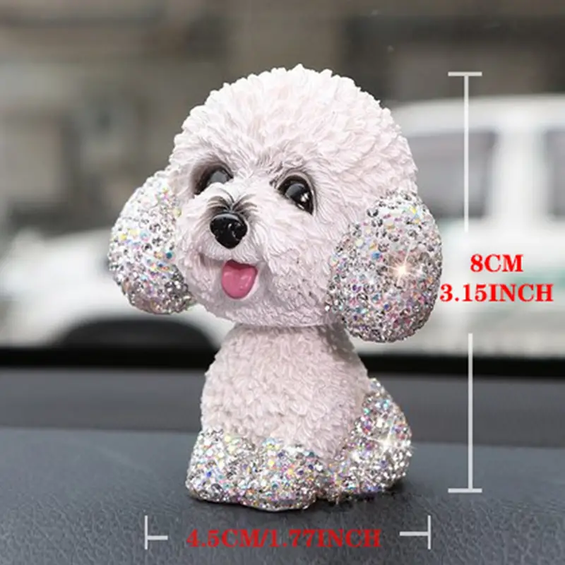 Car Creative Artificial Diamond encrusted Dog Car Ornament - Temu