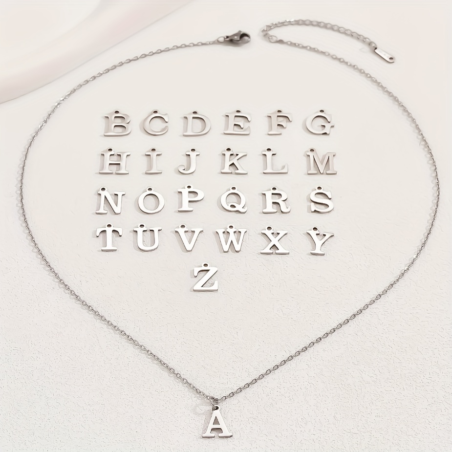 26 Letter Pendant Necklaces Men Women Jewelry - Temu United Kingdom