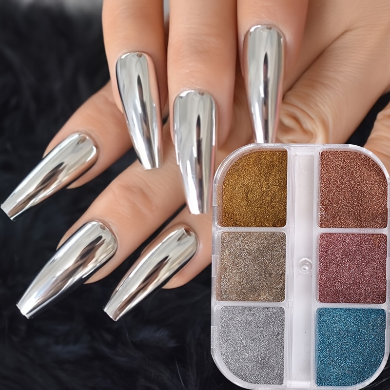 Metallic Chrome Powder Nails Glitter Golden Silvery Mirror - Temu