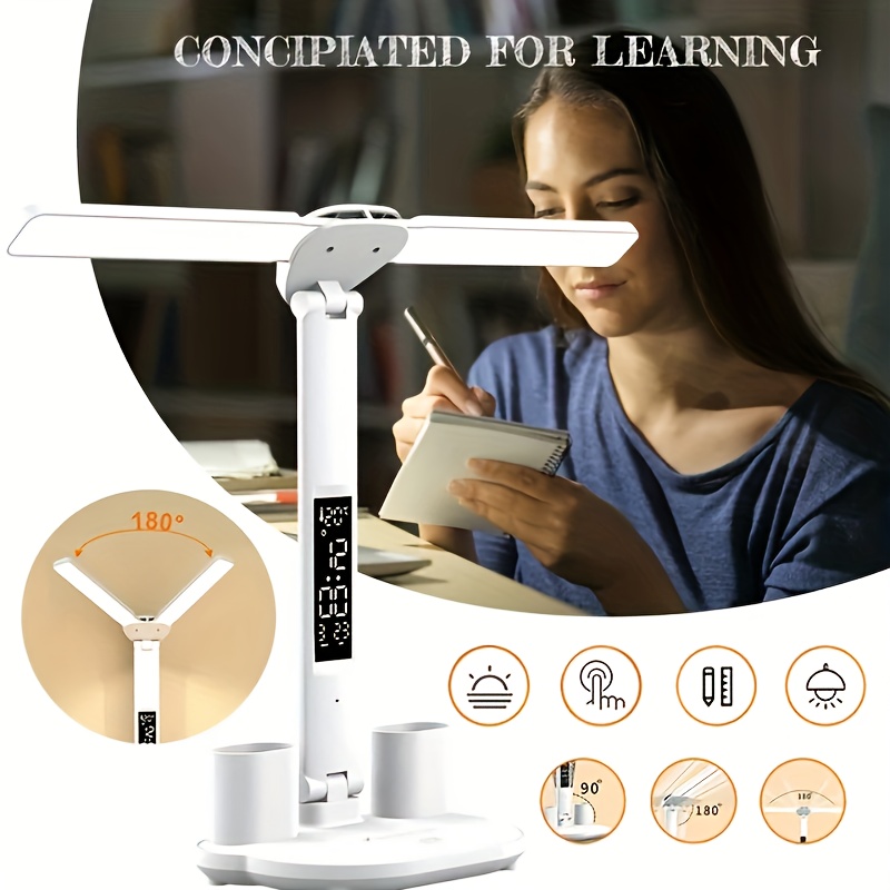 Eye caring Double Head Led Desk Lamp 3 Color Modes Touch - Temu