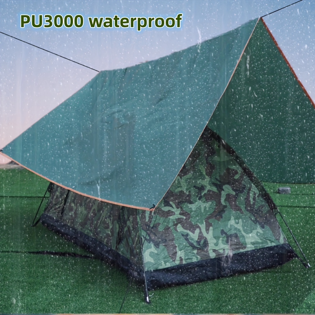

1pc Pu3000 Windproof Tarp - Moisture-washable Floor Mat - Sunshade Canopy Pocket Mat For Camping, Hiking, And Picnics - Fits 2-8 People - 59x82.7in/82.7x86.6in - Durable And Weather-resistant