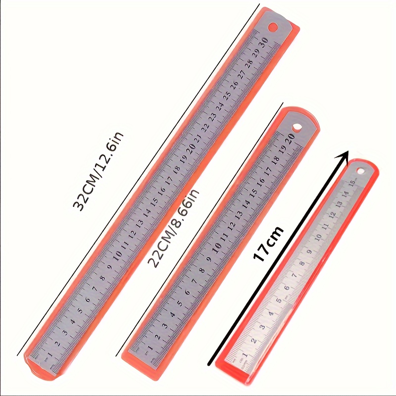 TEMU 1/2/3pcs Stainless Steel Rulers 5.91in 7.87in 11.81in Rulers