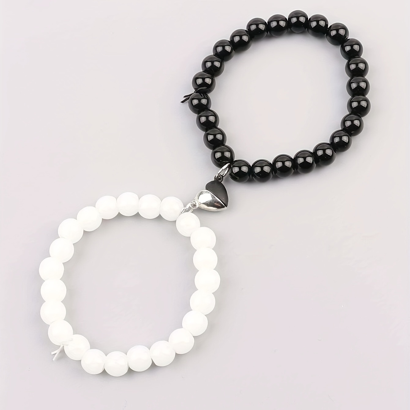 About 4*7 Love Beads White Background Black Heart White - Temu