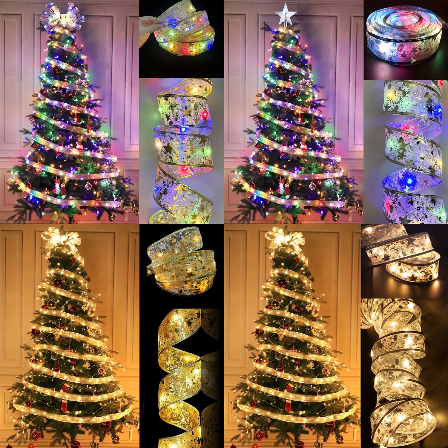 Christmas Tree Ribbon String Lights 20 Leds Battery Powered - Temu