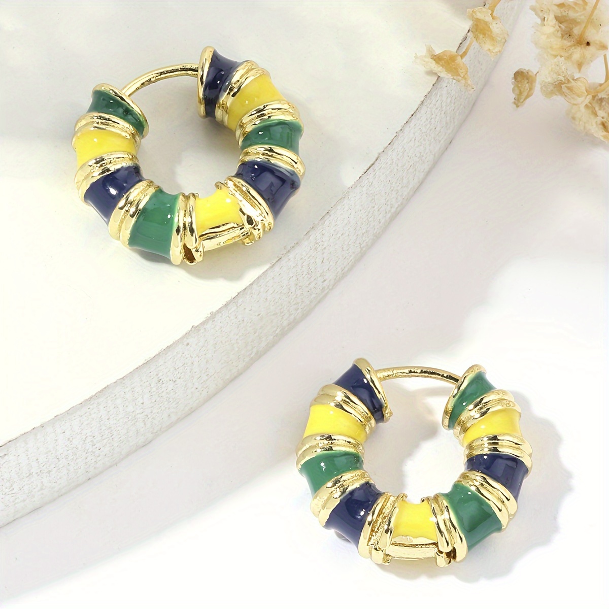 Exclusive Copper Painting Enamel Earrings for Women