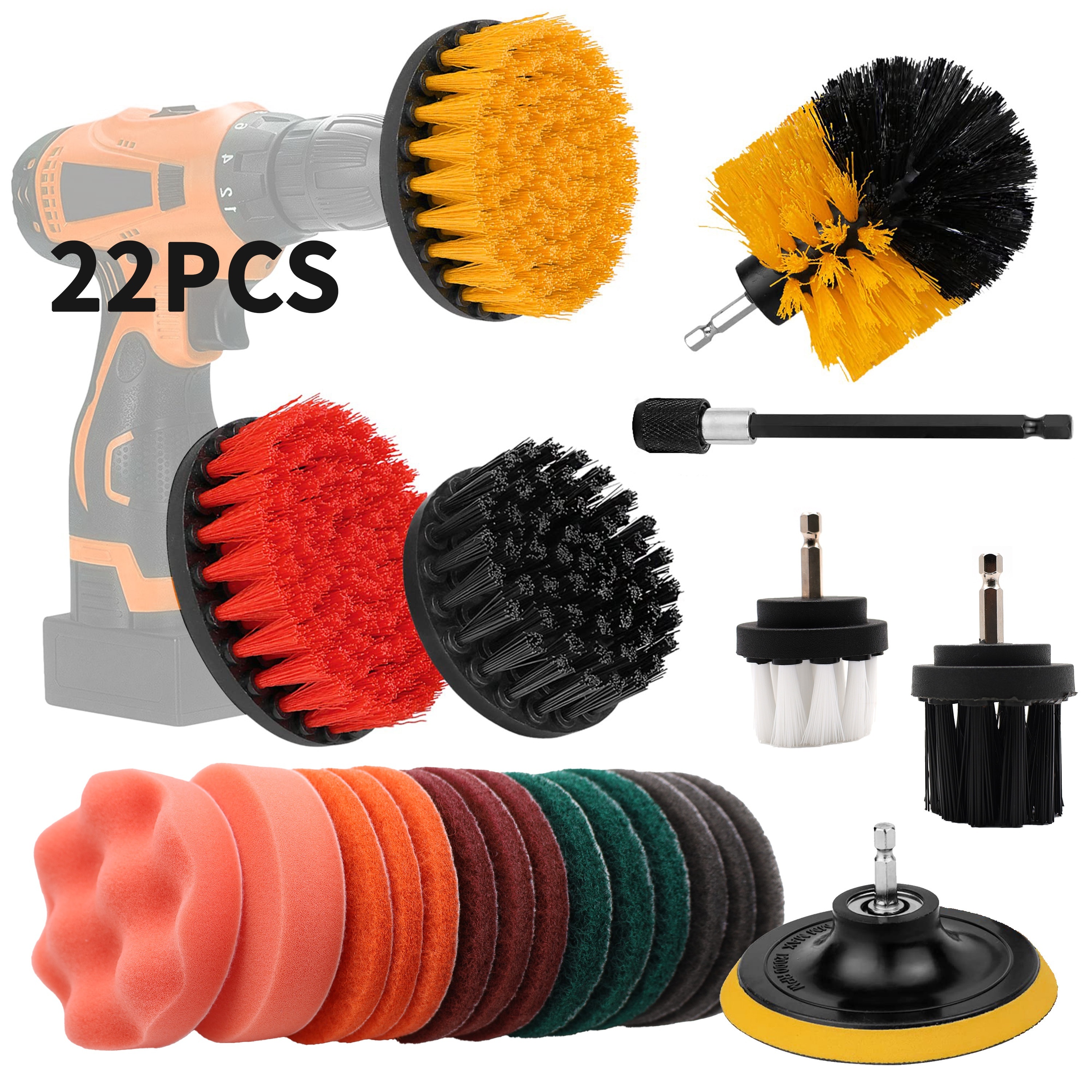 5pcs/set Small Drill Brush Kit, Electric Car Washer Cleaning Brush Tool  Set, General Purpose Cleaning Drill Brush, Made Of Pp Material, Can Be  Connected To Electric Drill For Use, Replaceable In Various