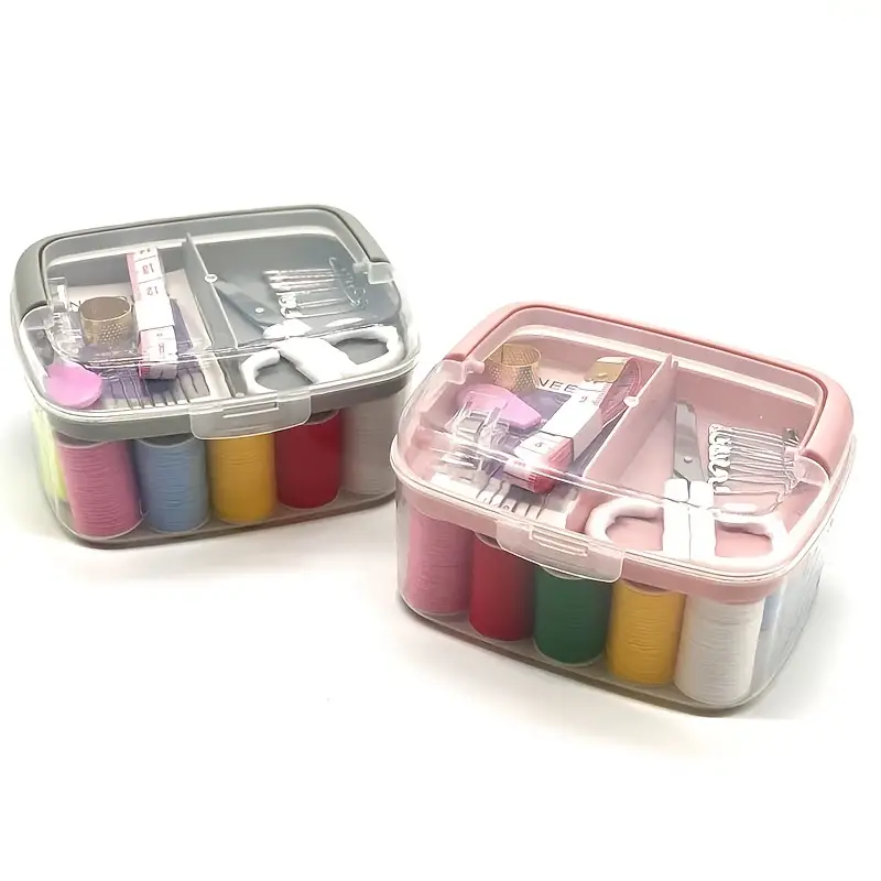 Sewing Kit Box Portable Sewing Tools Scissors Button - Temu