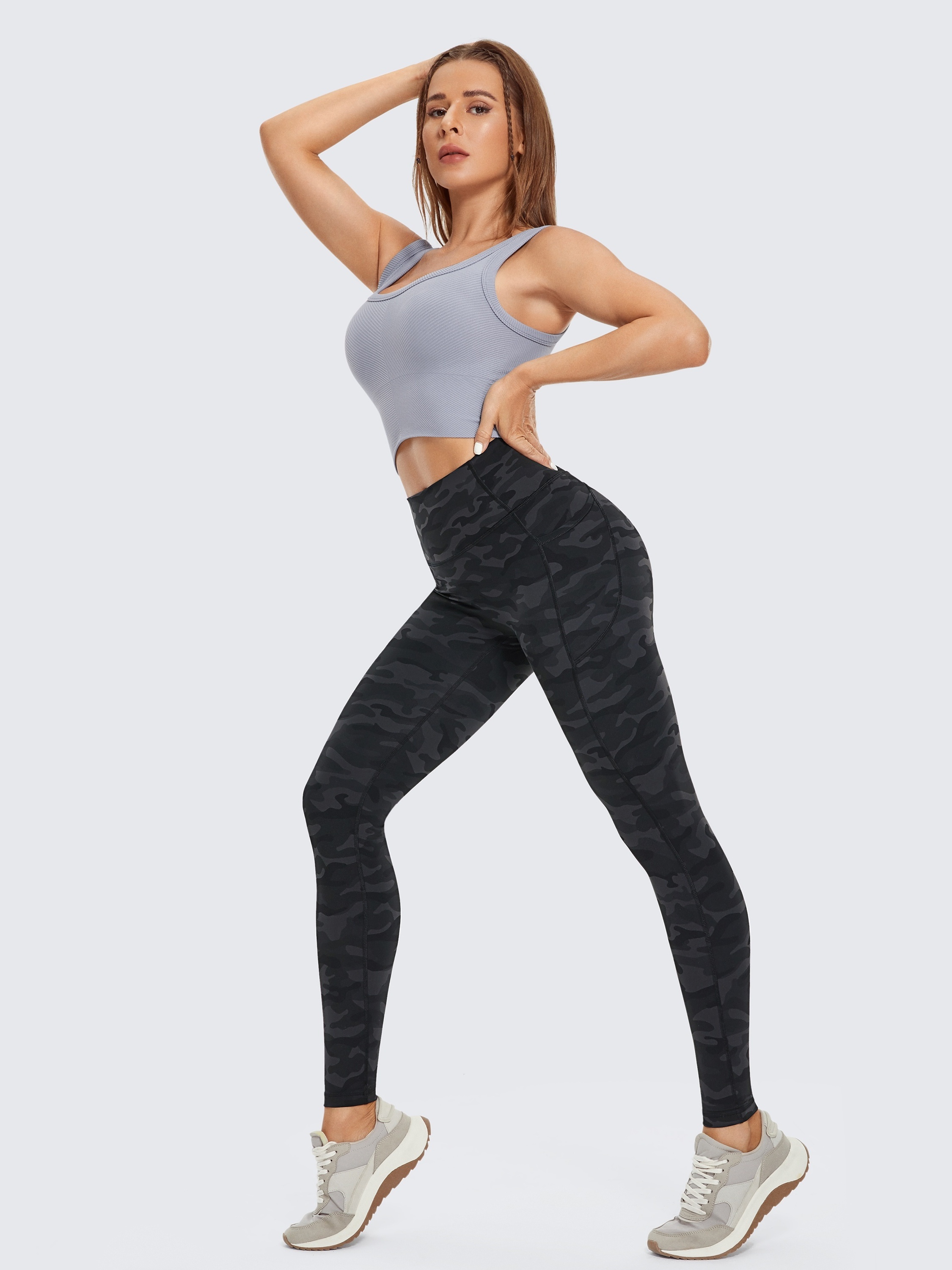 Women's Activewear: Solid High Waist Yoga Pants Pocket - Temu Australia