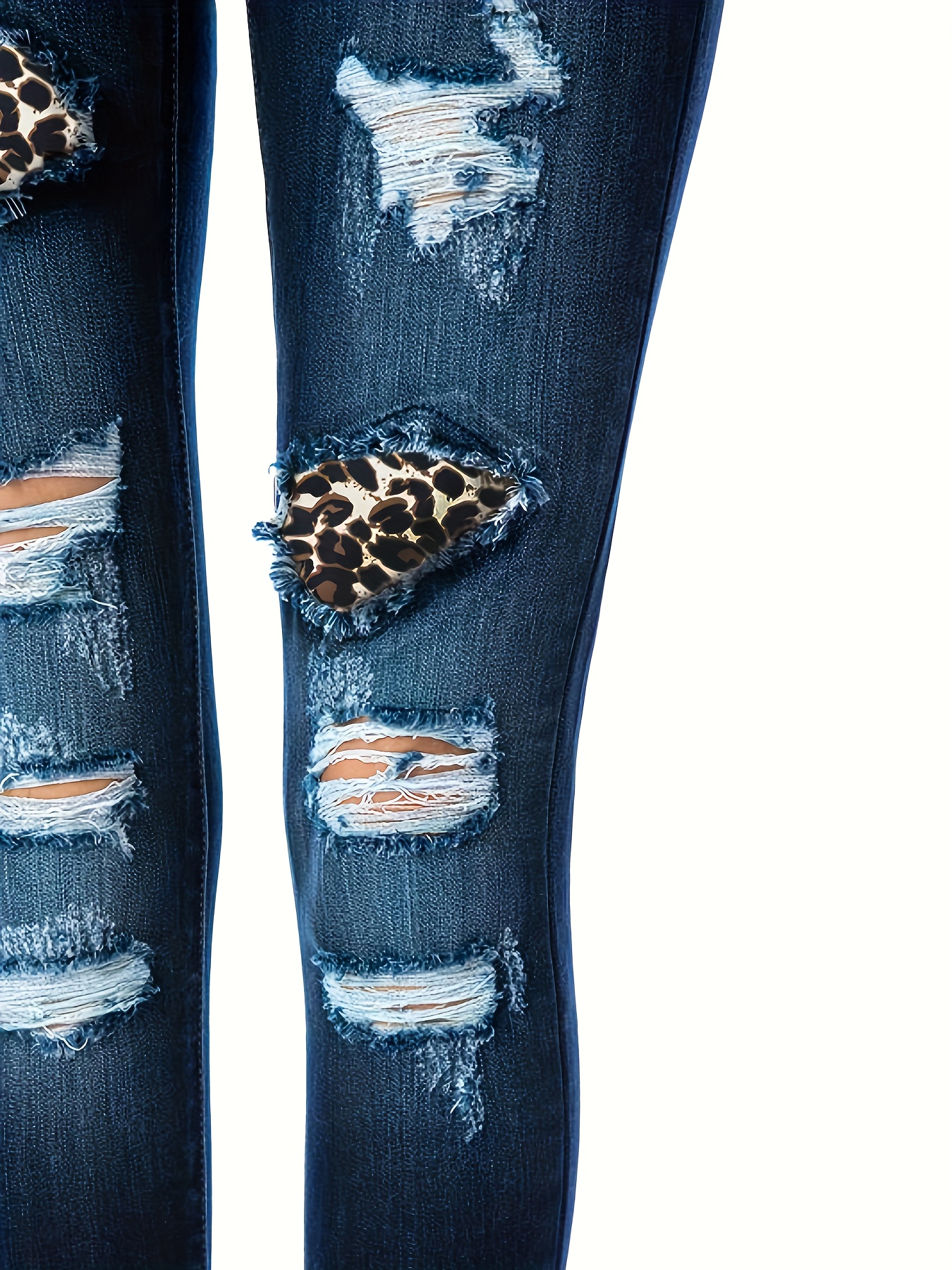 Colorblock Leopard Print High Rise Skinny Jeans