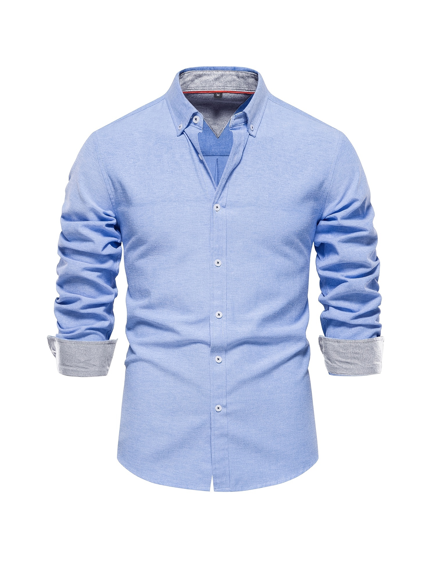 Camisa Oxford Casual De Manga Longa Para Homens, Camisa Confortável Com Botões Para Primavera Outono Ao Ar Livre detalhes 21