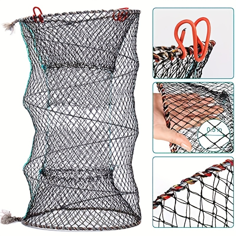 Fully Collapsible Crabbing Traps Folded Portable MA860 2/4 Holes Crabbing  Net Pots Crab Baits Trap Cages Mesh Fish Nets Tool