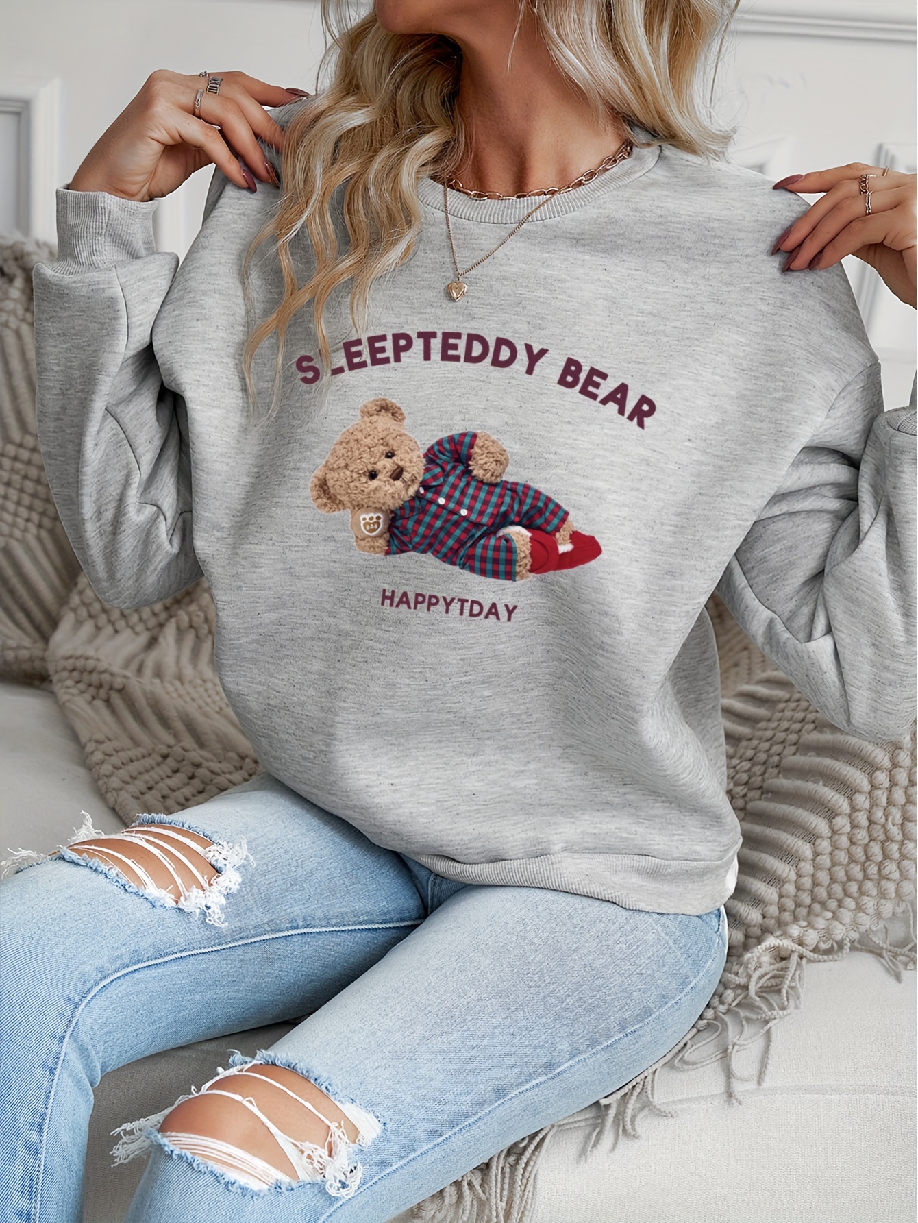 Quarter Zip Teddy Bear Pullover Sweatshirt Casual Long - Temu Canada