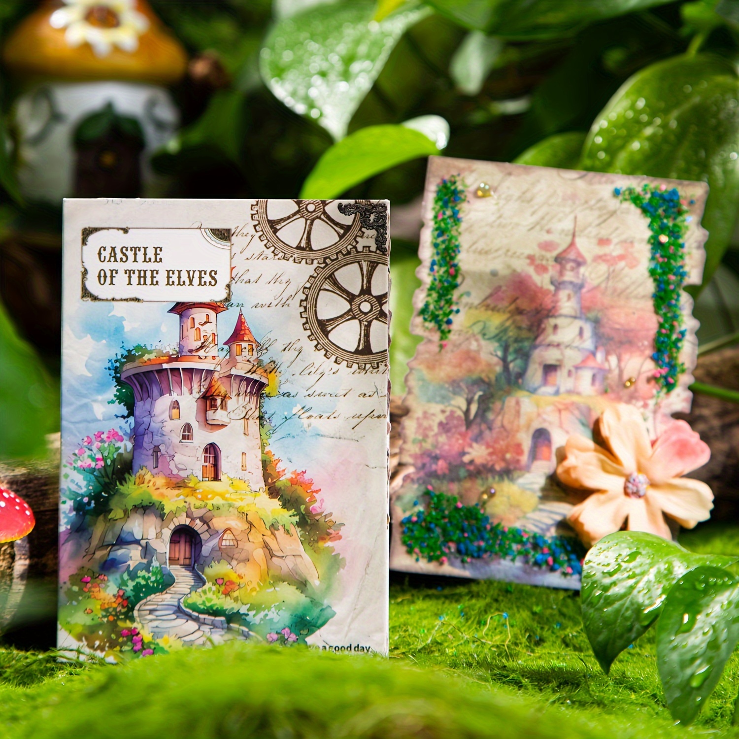 Vintage Fantasy Magic Elf Castle Journal Material Paper Diy - Temu