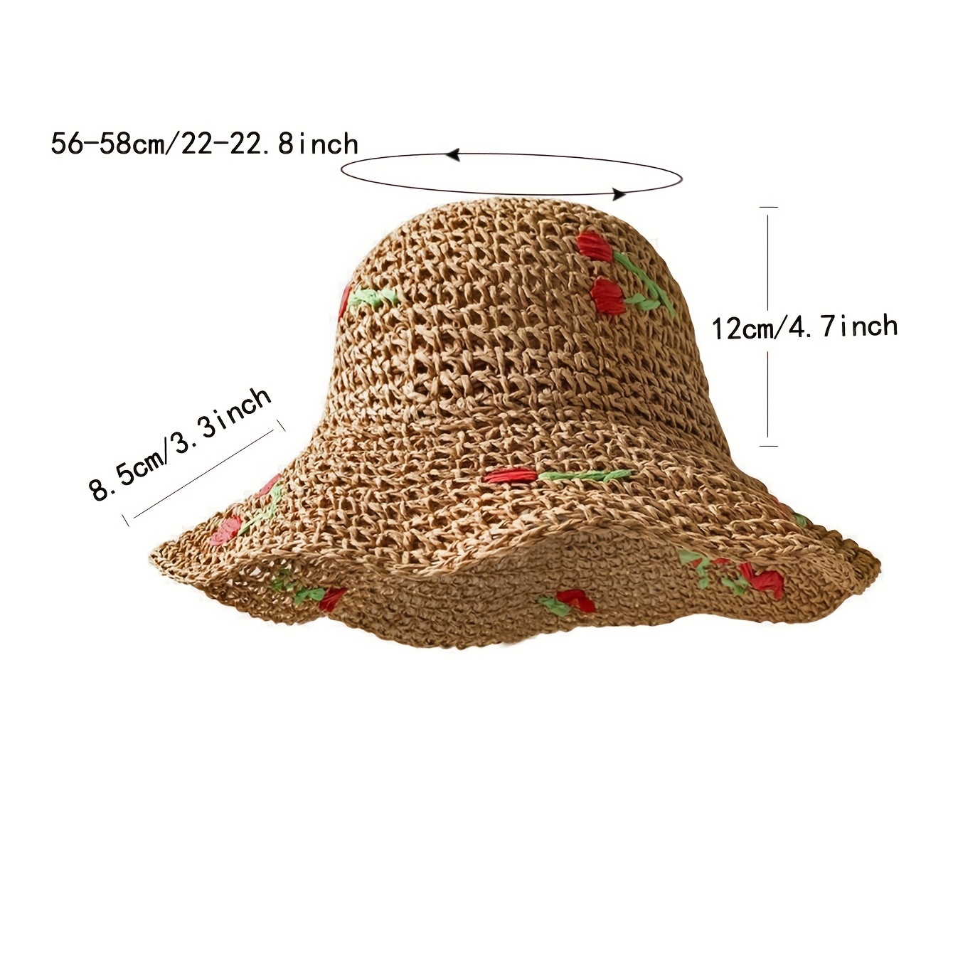 Crochet Cherry Ruffles Sun Hats Vintage Wide Brim Straw - Temu