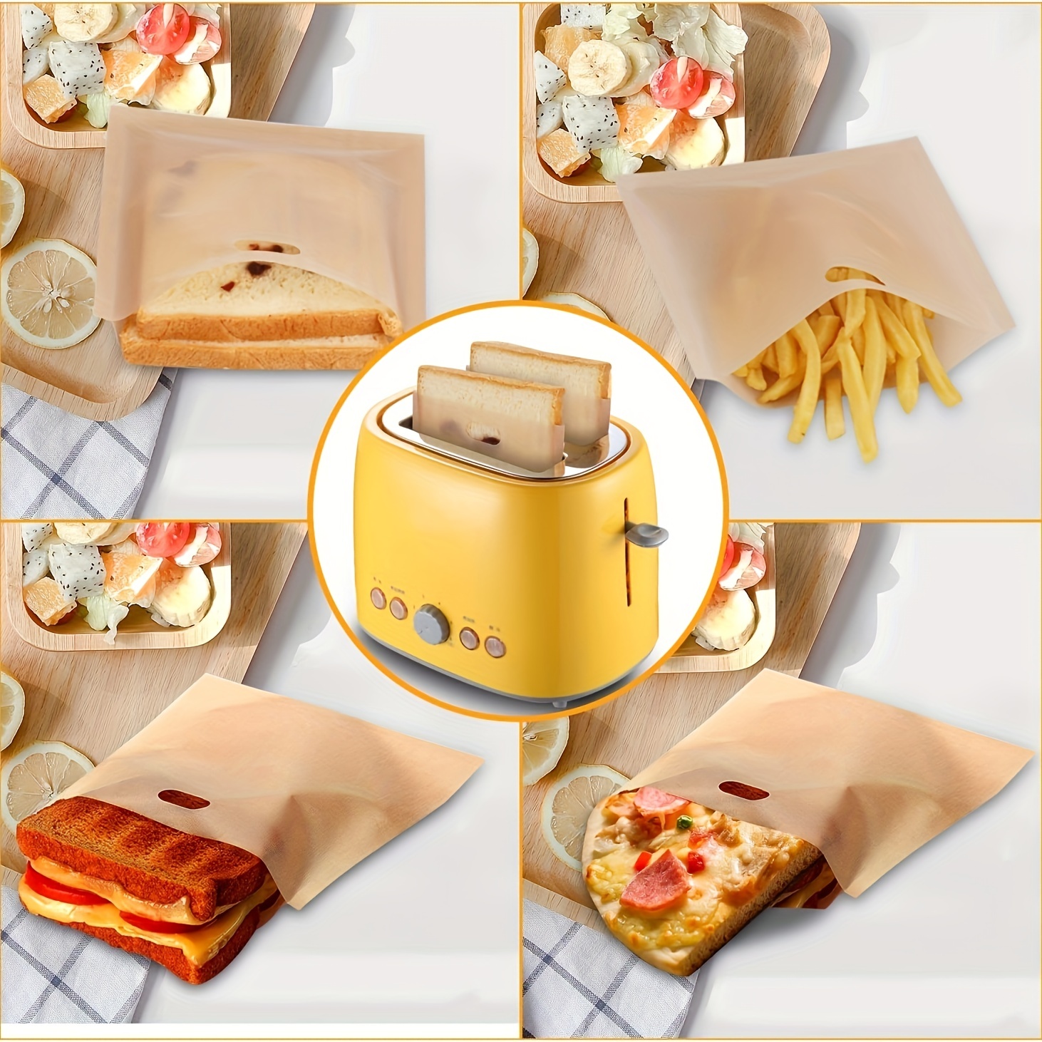 5Pcs/Set Reusable Toaster Bags Non-Stick Toasted Sandwich Bags