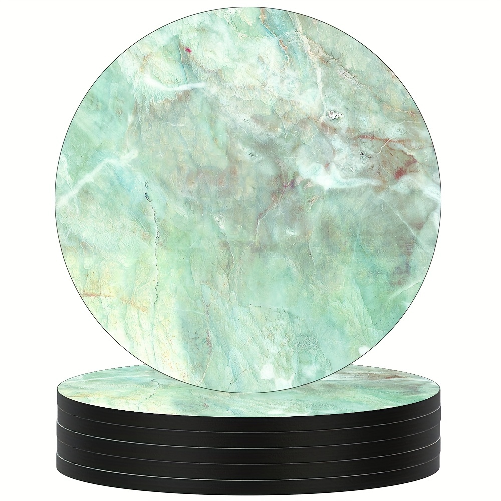 6pcs Colorful Marbling Coasters Non-slip Rubber Drink Coasters