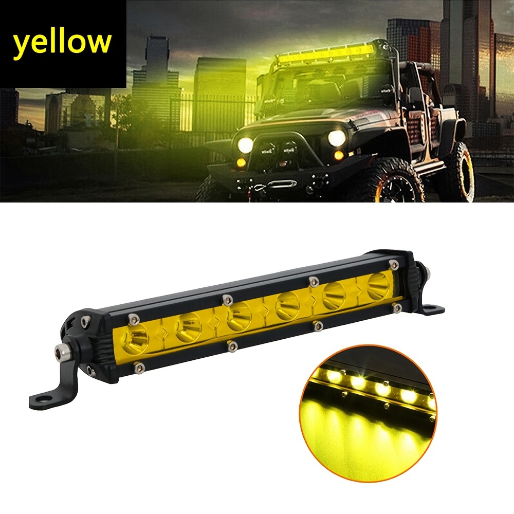 Yellow LED Light Bar Flood Beam for Jeep, UTV & Offroad Vehicle