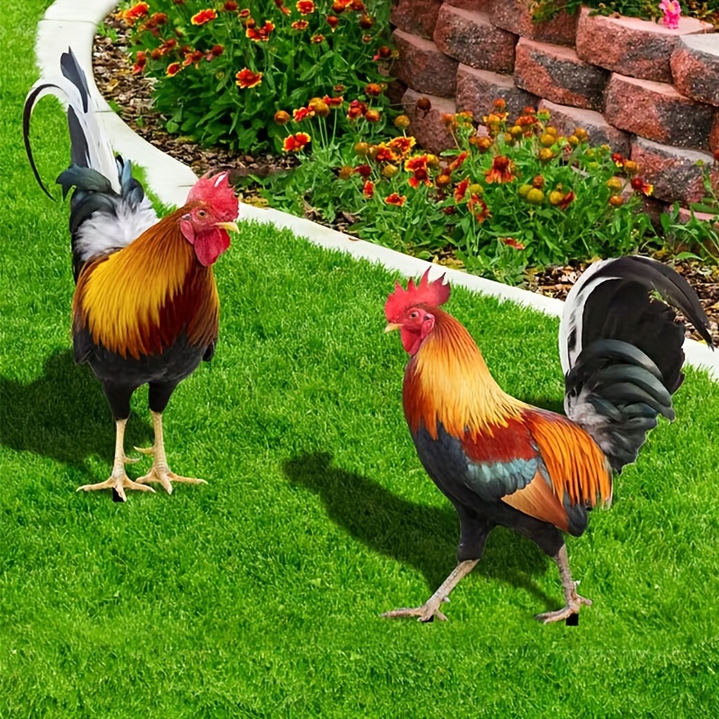 

3d Rooster Garden Stake - Acrylic Outdoor Yard Art, No-power Needed, Freestanding Decor For Home & Garden