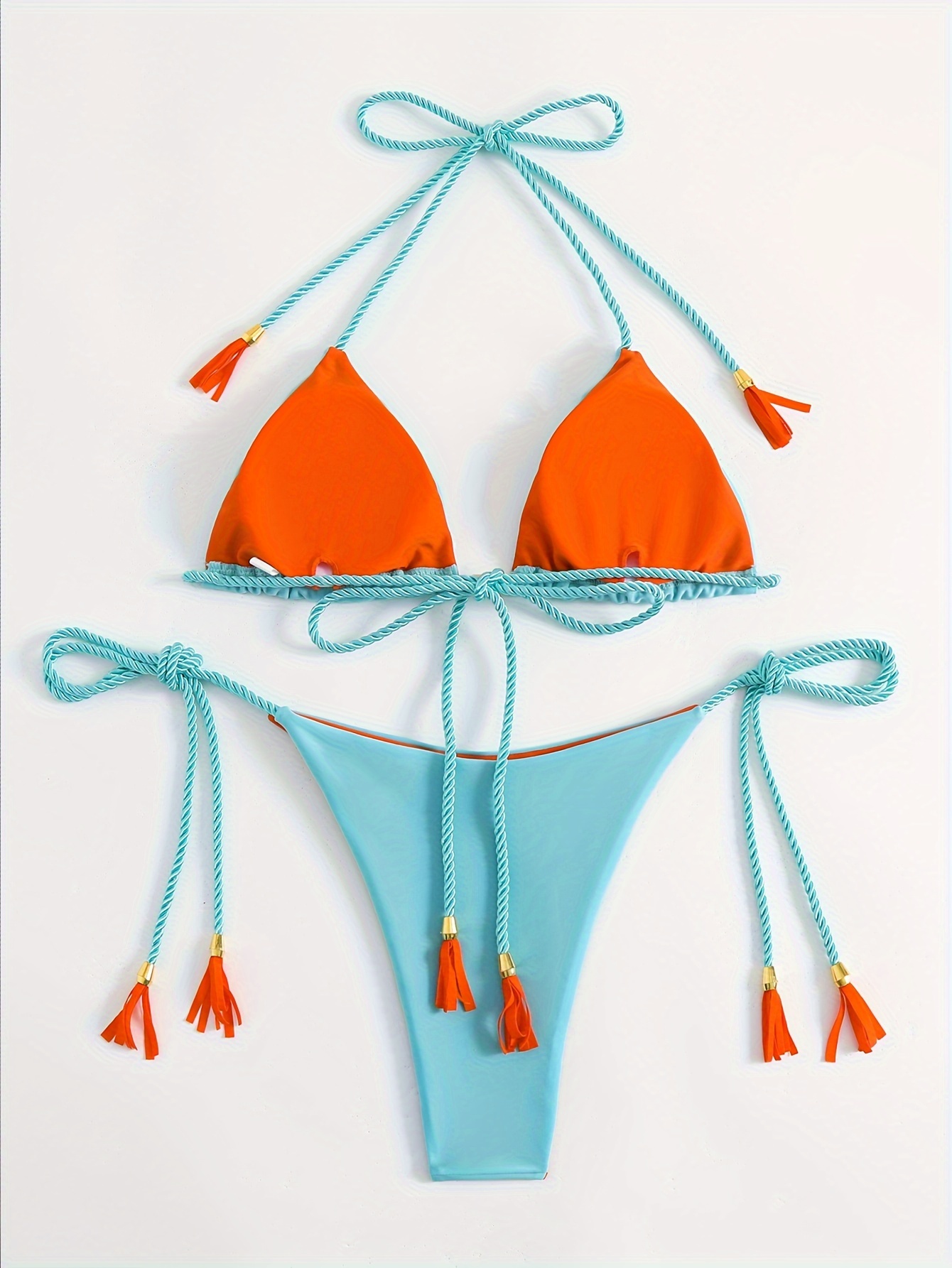 triangl swimwear, Swim, Triangl Bikini Set Pink And Orange Colorblock  Womens Large