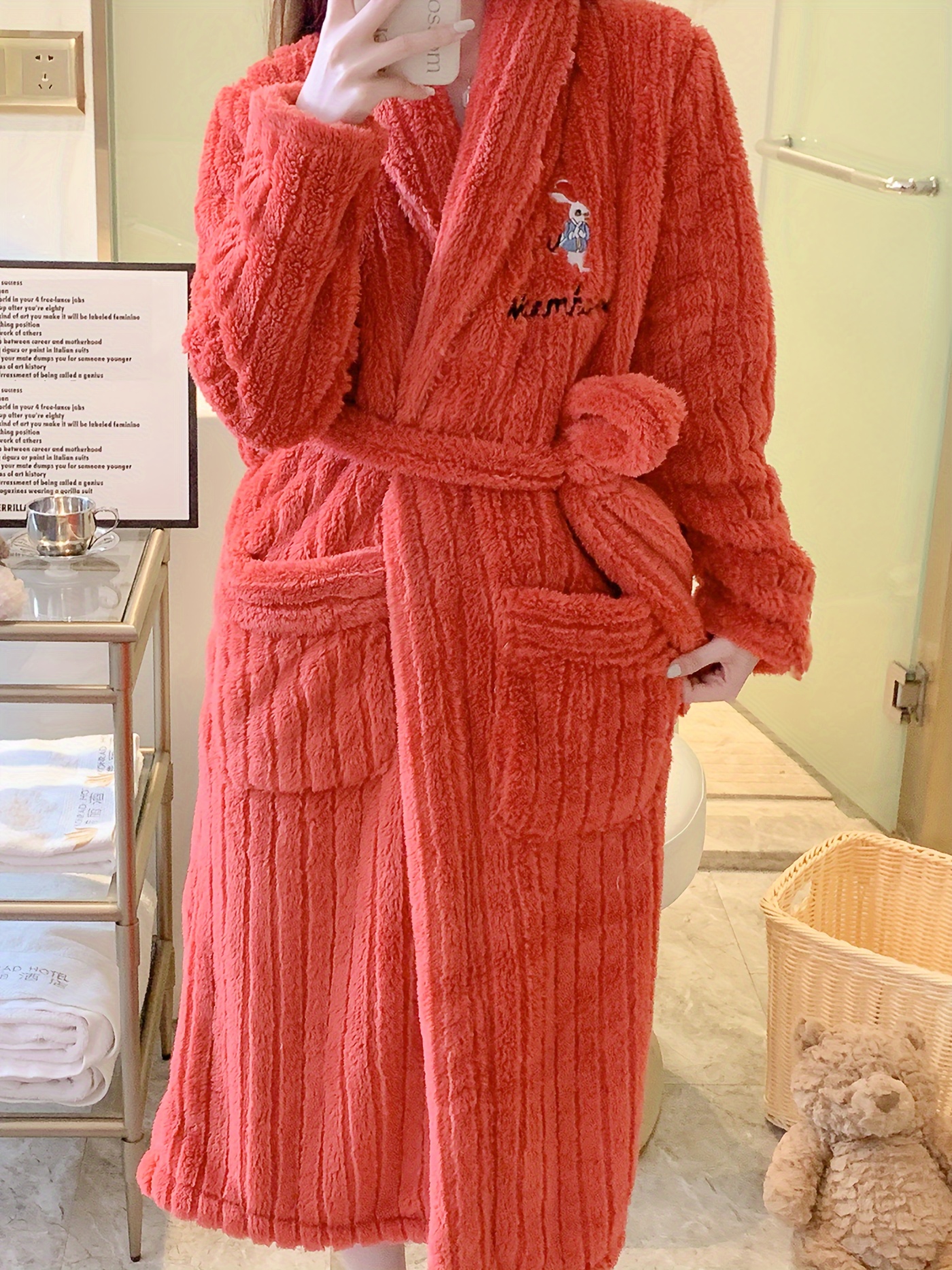 Womens Robe Soft Plush Bathrobe Fluffy Cute Long Coat Nightgown Nightdress Women  Robes A L 