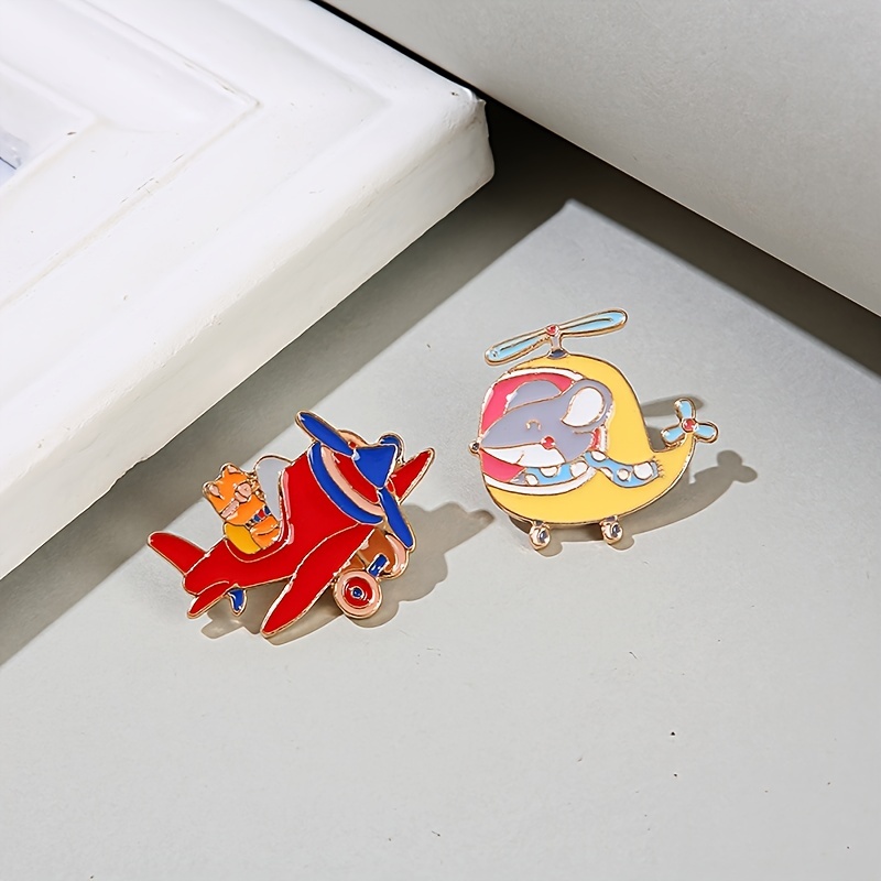 * Flashing Airplane Metal Brooch Creative Aircraft Badge Pin Clothing  Accessories Gift For Girls