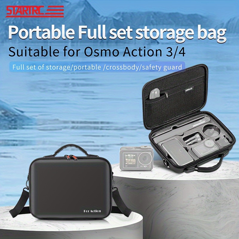  Estuche de transporte para DJI OSMO acción 3 cámara, bolsa de  almacenamiento portátil PU impermeable bolsa de viaje para acción 3 cámaras  Accesorios : Electrónica