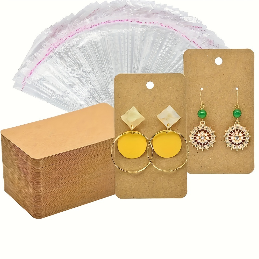 Multi style Jewelry Packaging Cards Tags Paper Earring Accessories Jewelry  Display Cards Labels 200pcs Cards + 200pcs Opp Bags