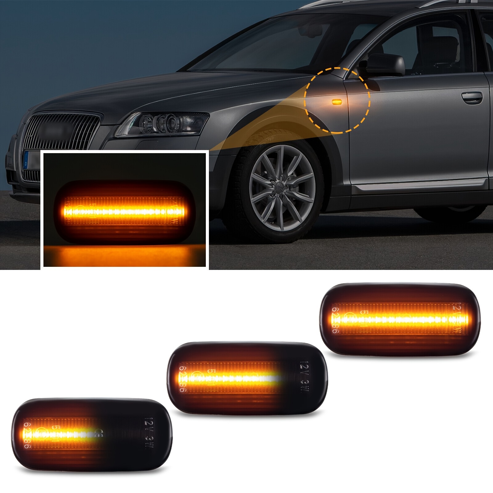 2pcs Led Dynamic Side Marker Turn Signal Light For Fiat 500 Ford