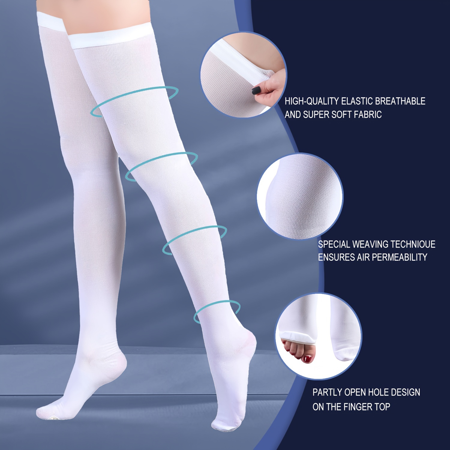 2 pares de calcetines de compresión para mujeres y hombres, medias de  compresión Ted Hose hasta el muslo con orificio hasta la rodilla 20-30 mmHg