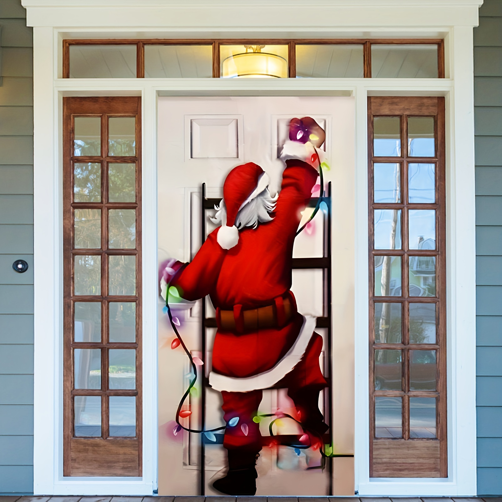 

1pc, Christmas Door Covers Decoration (35.4 X70.8 Inch), Front Door Party Home Decorations For Front Door Bathroom Toilet Backdrop Holiday Cover Decor