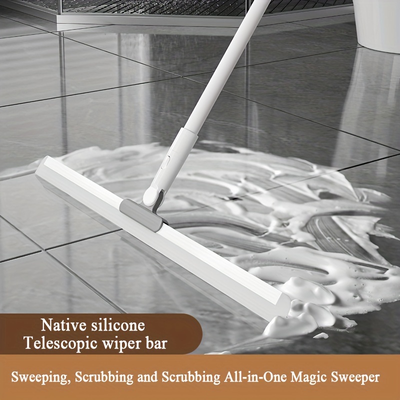 Magic Broom With 3 Strips Rotating Floor Scraping Broom - Temu