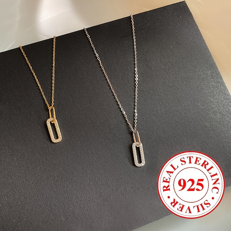 

925 Sterling Silver Double Ring Pendant Women's Necklace Extension Chain Adjustable 18k Gold Plated 2 Colors Available Suitable For Daily Occasion Holiday Gift