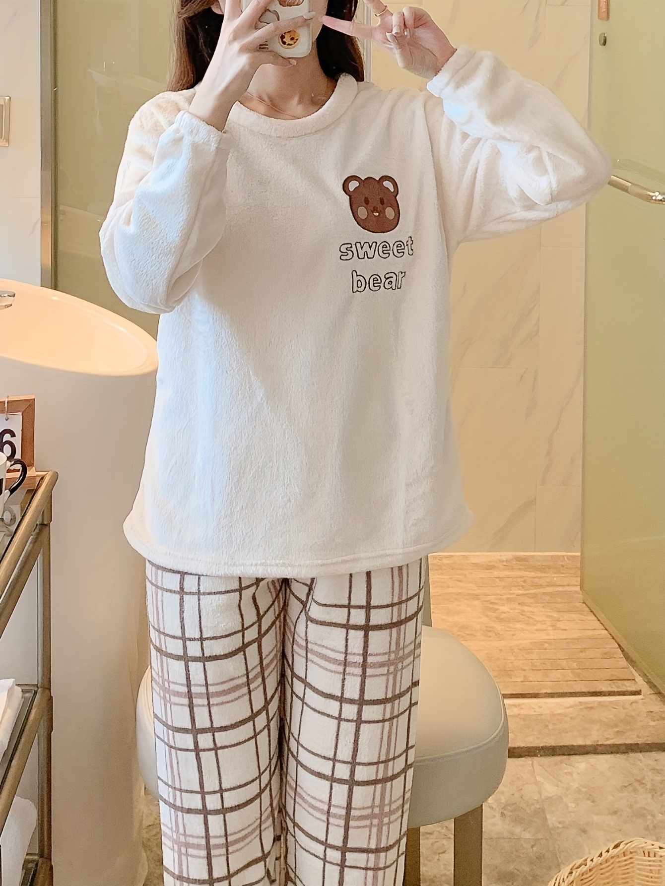 Cute Kawaii Teddy Bear Women's 2 Piece Pajama Sets Long Sleeve Loungewear  Soft Sleepwear Cute Pjs : : Clothing, Shoes & Accessories