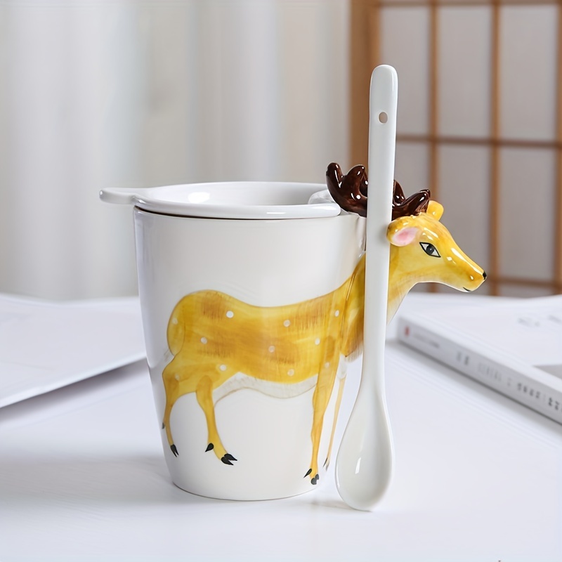 Cute Animal Horse Deer Print Mugs Creative Drink Coffee Milk Cups Kawaii  Kids Animal Theme Party