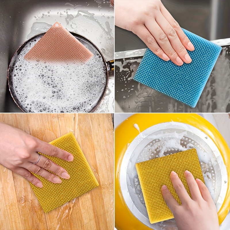 Kitchen Sponge For Dish Scrub Silicone Clean Washing Brush Tool Hang On  Multi
