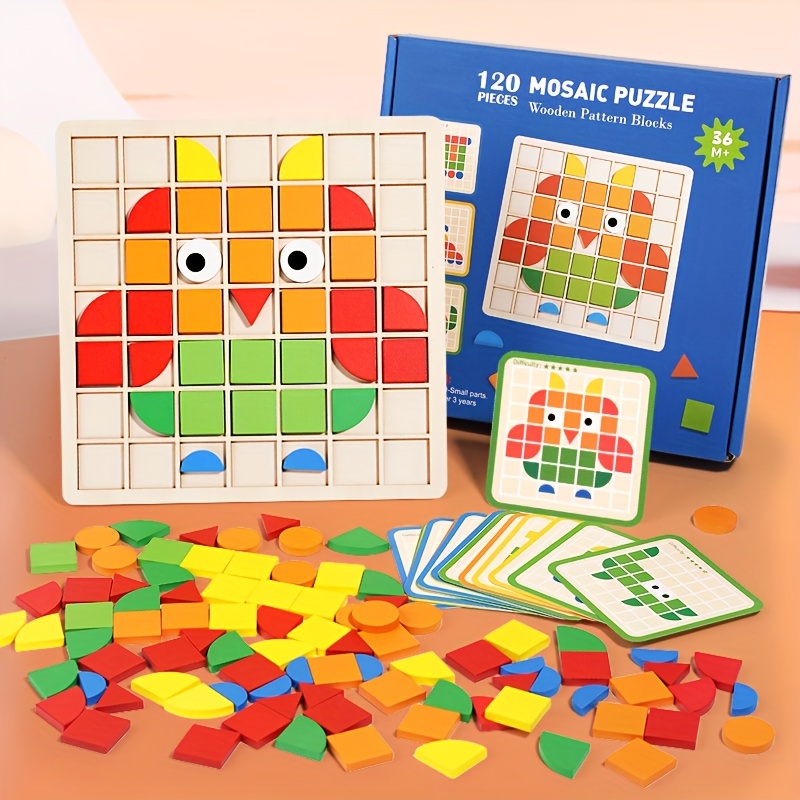  Rompecabezas hexagonal de madera para niños y adultos, bloques  de rompecabezas de cerebro, juegos de rompecabezas de forma de juguete,  bloque de patrón de tangram, geometría, lógica, IQ, STEM Montessori, regalo