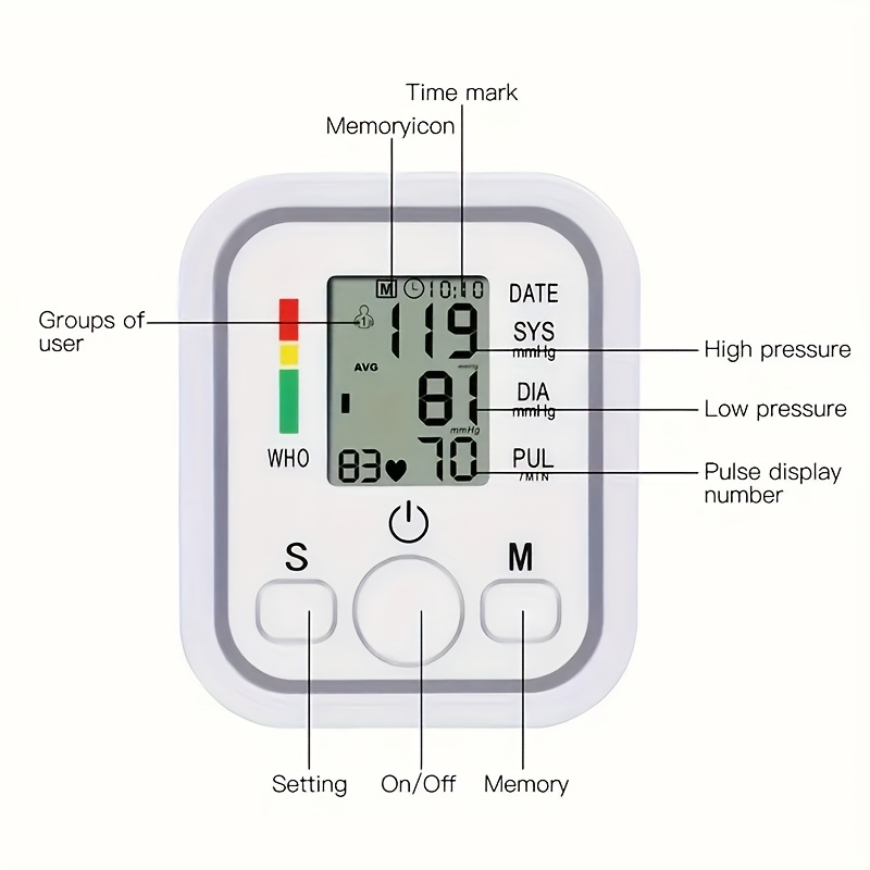 Home Automatic Arm Blood Pressure Monitor With Voice - Temu