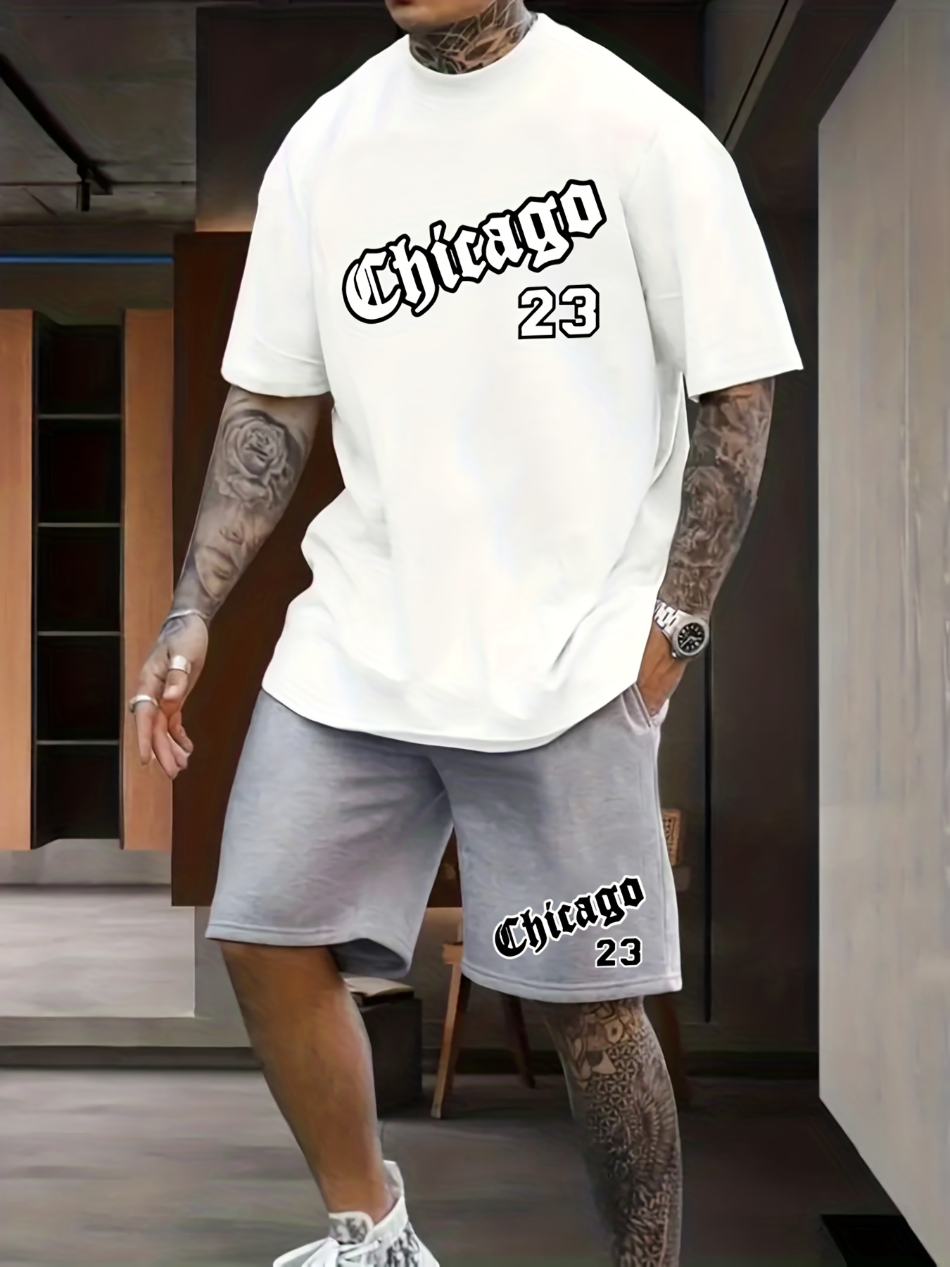 Chicago Print 2pcs Mens Short Sleeve Baseball Jersey Shirt And Drawstring  Shorts Set For Summer - Men's Clothing - Temu Romania