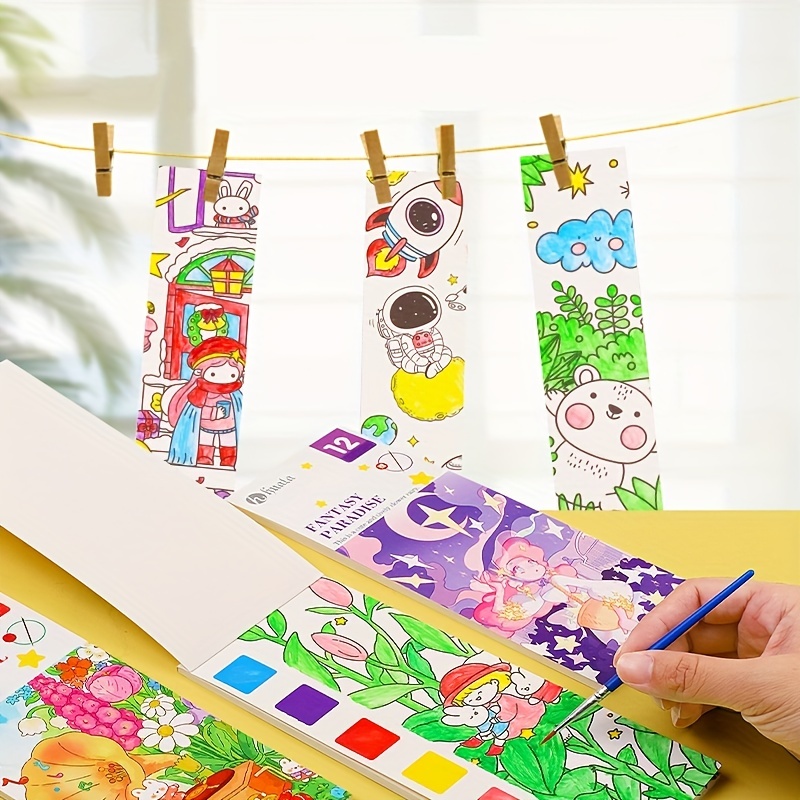 Portable Children Watercolor Painting Book 20Sheets Magic Paint With Water  Drawing Toy Set Children Graffiti Bookmark Toys - AliExpress