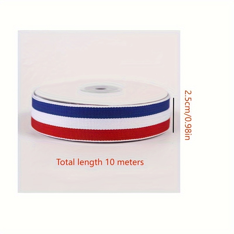 Image of 10m/393.7inch French Flag Ribbon, Burlap Medal Rope For Gifts, Wedding, Birthday, Anniversary, Graduation, New Year - 2.5cm Flat Satin Ribbon For Clothing And Gift Packaging