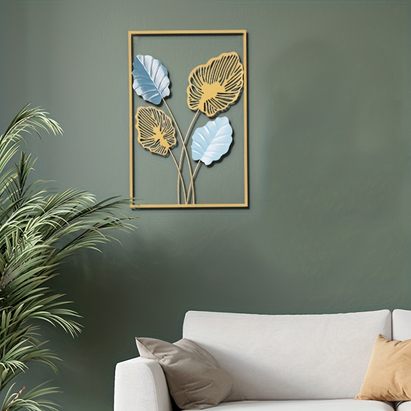 3pcs Metal Wall Decor Modern Leaf Wall Art Golden