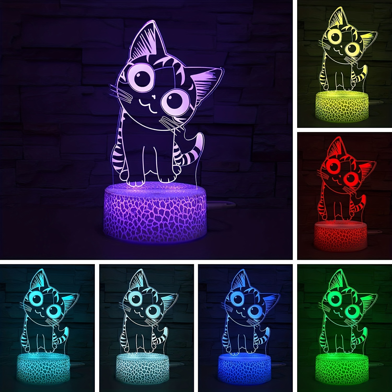 Veilleuse pour enfants, veilleuse chat avec télécommande, lampe