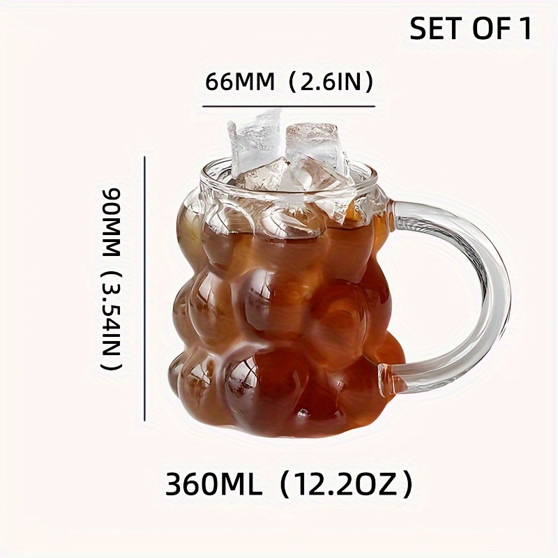 1pc, Irregular Shaped Drinking Glass, Wavy Clear Glass Water Cup, Iced Coffee  Cups, Cute Drinking Cups, Summer Winter Drinkware, Home Kitchen Items