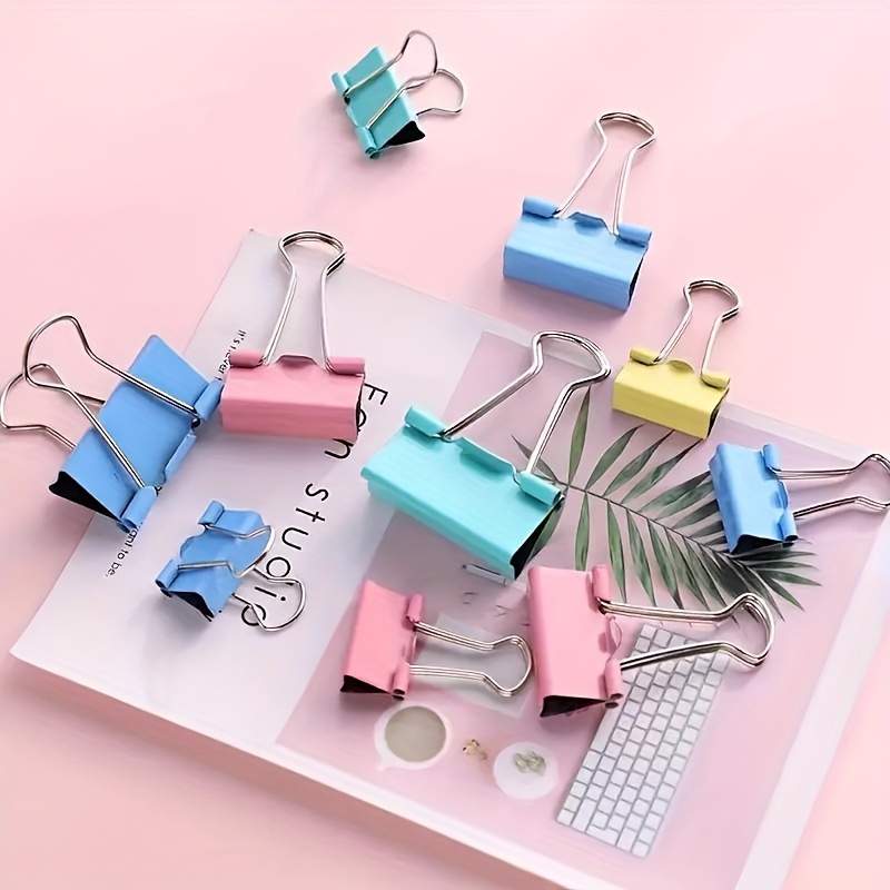 Foldback Clips Assorted Sizes,15mm 19mm 25mm 32mm,100 Pcs Small Metal  Binder Clip with Storage Case,Stationery Paper Clamps Set,Mini Foldback  Clips